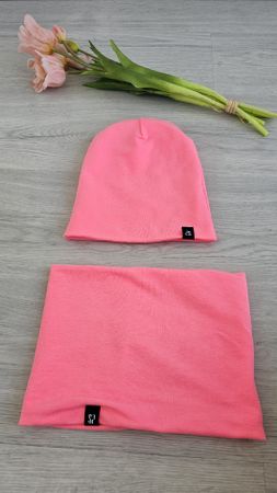 Neon Pink Mütze und Loop Set - für kleine Mädchen 3-4 J.