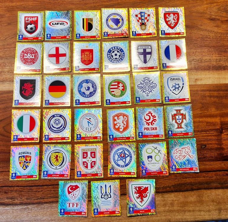 Topps Euro 2024 ALLE 33 Wappen in Gold parallel Sticker Kaufen auf