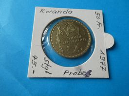 Rwanda 1977, 50 Francs, Probemünze  stempelglanz