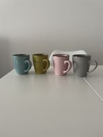 Set of 8 Retro Mugs, Pastel Colors, Good Condition!