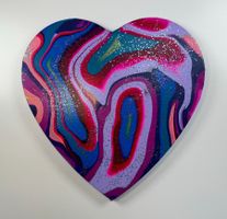 Acryl-Flüssigmalerei, Herzform