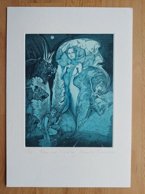 Exlibris Evgenia Timoshenko - Radierung Eros und Thanatos (Gebraucht ...