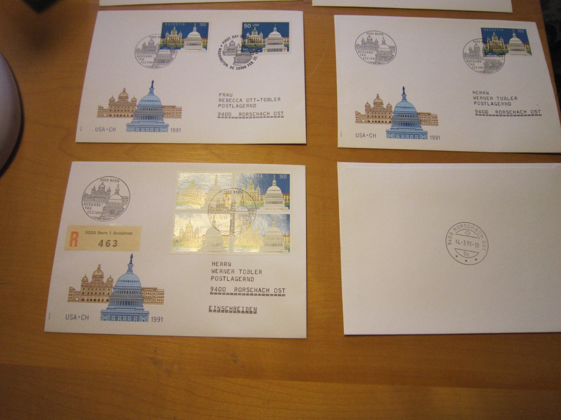 Tutti i francobolli: CH 1991 FDC schöne Marken USA CH – Usato da Gordola venduto da Polentaefung 3
