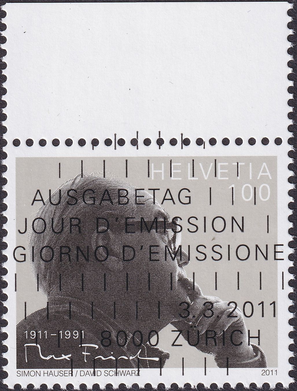 Tutti i francobolli: 2011, Nr.1385 "Max Fischer" mit Ersttags-Voll-Stempel + TAB. – Usato da Sursee venduto da Luzernerraute