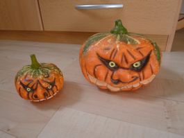 2 Halloween-Kürbis-Figuren  leicht  Deko