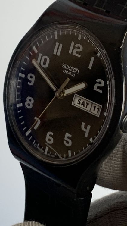 Swatch Armbanduhr, Schwarz, Vintage 4