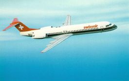 Swissair Postkarte Fokker 100 / HB-IVA ✈