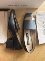 Sergio Rossi SR1 Pumps Gr. 39 Leder Schwarz Gold mit Box