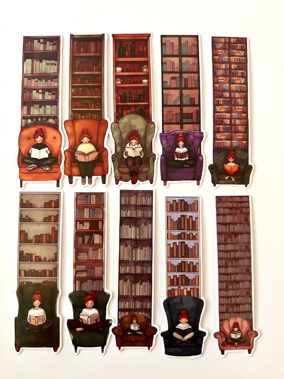 10x Book Lover Bookmarks Cozy Fall Stickers Bookish Gift Set | Kaufen ...