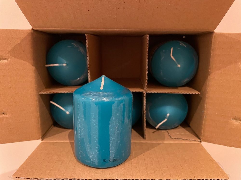HS Candle 6er Pack Stumpenkerzen Lila - 30h Brenndauer, Made In EU