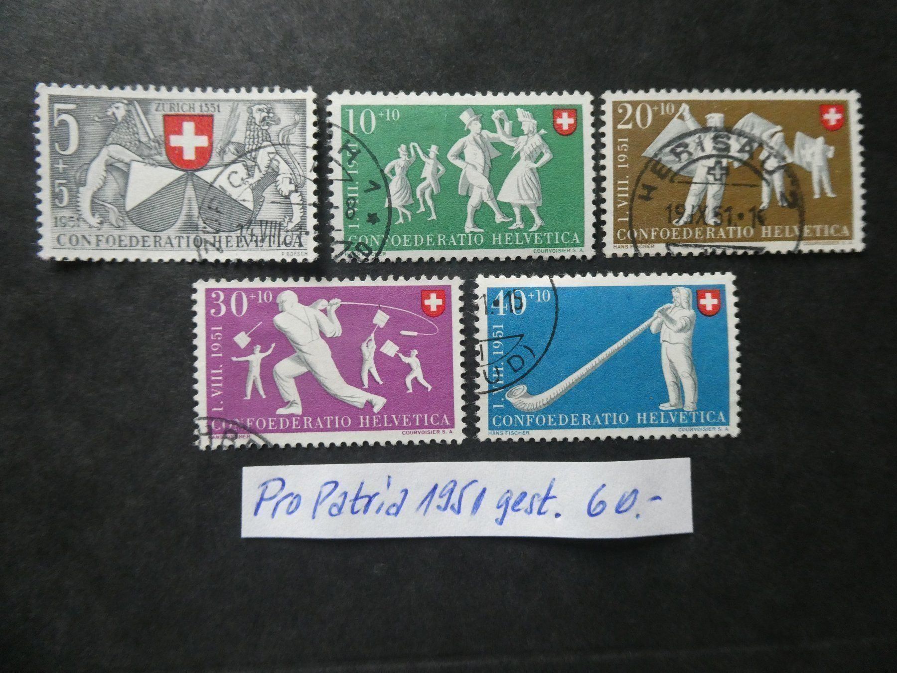 Alle Briefmarken: Pro Patria 1951 gestempelt – Gebraucht aus Lausen von Herbamare01