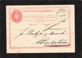 Abart: Carte-Correspondance Wängi - Winterthur , 13.12.1872