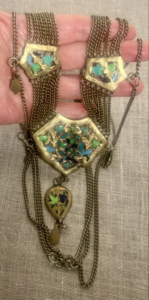 Catenine: Collier Vintage Oriental Laiton Email Multichaines Superbe – Usato da Genève venduto da DELIRBEADS 8