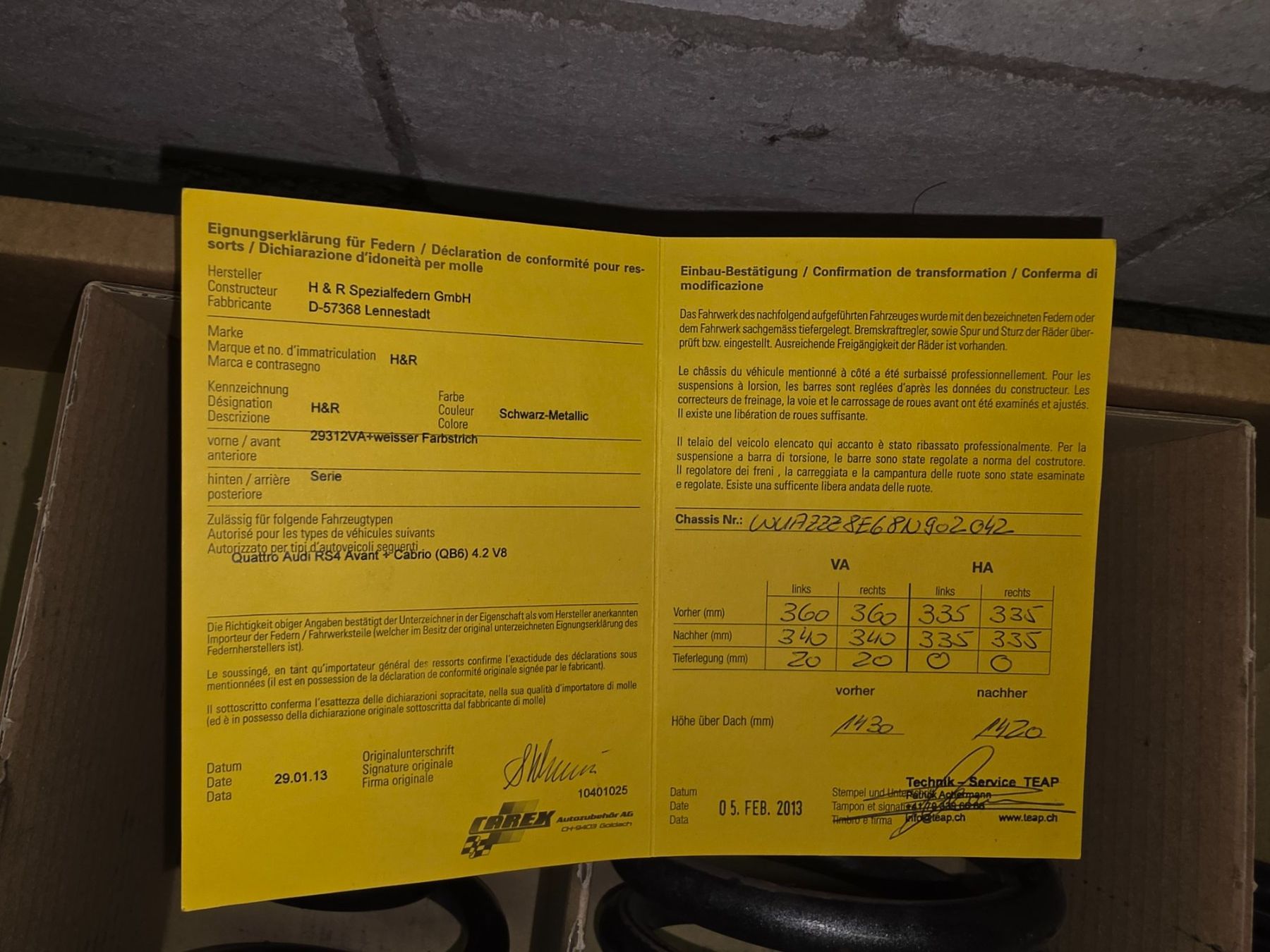 Toutes les pièces auto: H&R Tieferlegungsfedern – D'occasion à Lenzburg par hea_7t6c 1