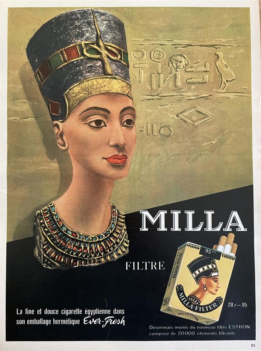 Poster & Bilder: Milla Cigarettes - Alte Werbung / Ancienne publicité 1955 – Gebraucht aus Savagnier von Ne2065