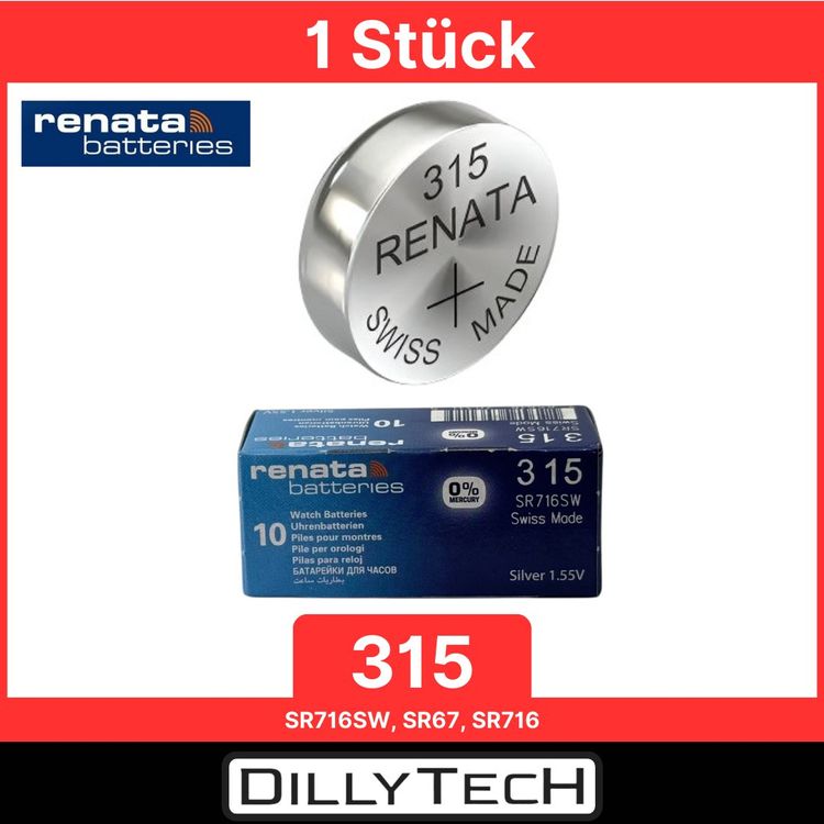 Caricatori & Batterie: Renata 315 Box, SR716SW Knopfzellenbatterie - 1 Stk. – Nuovo e nell'imballaggio originale da Erlenbach ZH venduto da dillytech.ch