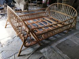 Bett Einzelbett Doppelbett Natur Rattan Tagesbett Liege