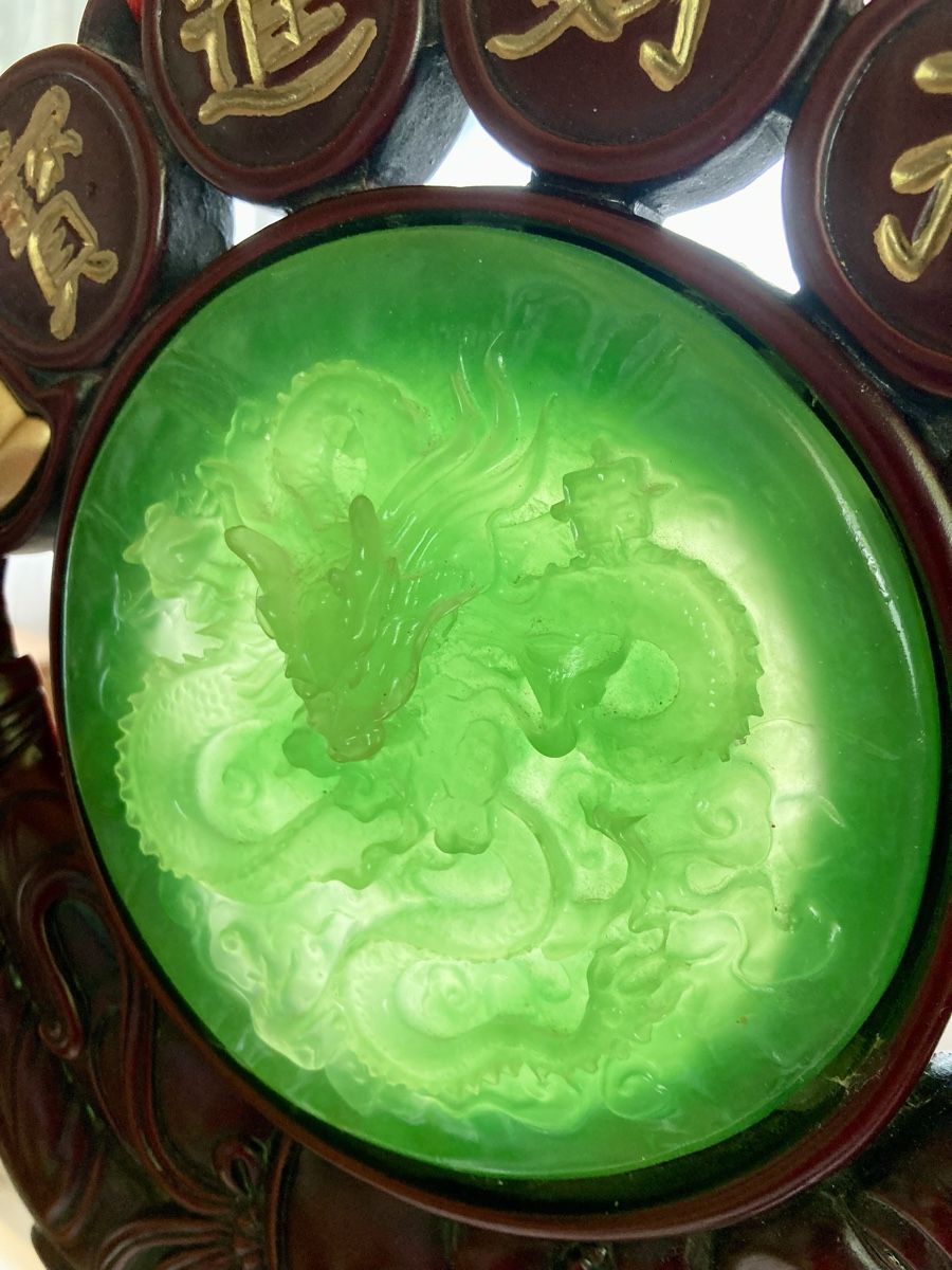Statuette: Feng Shui Glücksbringer mit Drache und Jadeimitat – Usato da Vinelz venduto da Viewfinder84 1