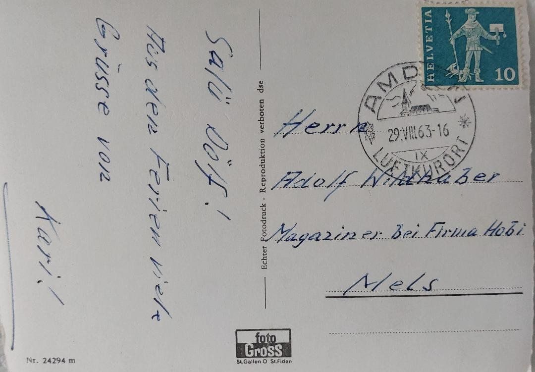 Cartoline postali: AMDEN - Blick vom Kapf - 1963 – Usato da Delémont venduto da Domdom1 1