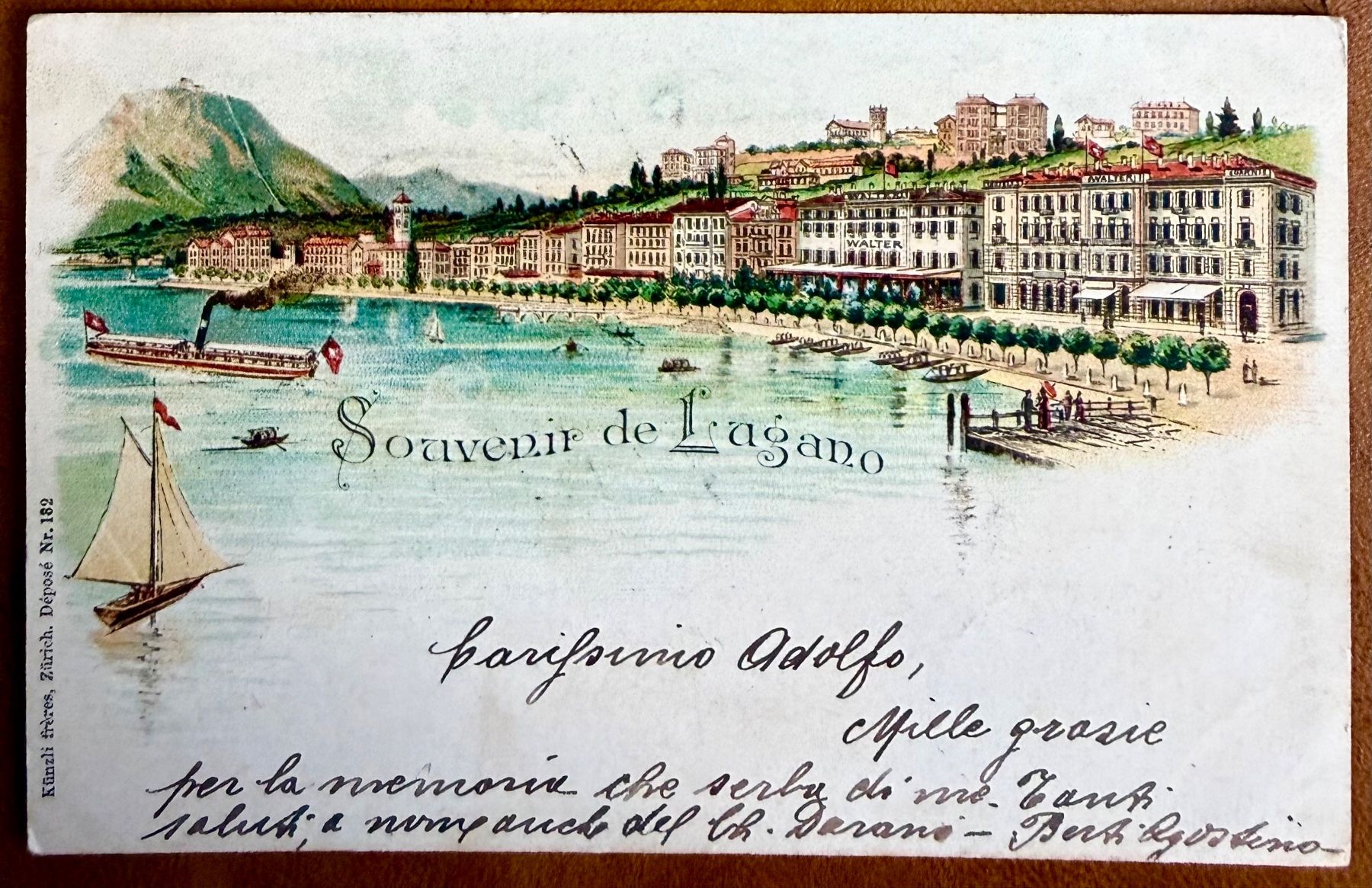 Cartoline postali: Lugano - Litho Souvenir de Lugano 1899 – Usato da Lutry venduto da Ediego