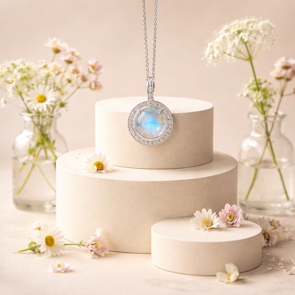 Ciondoli: Pendentif En Pierre de Lune de 20 mm, de qualité AAA+ – Nuovo e nell'imballaggio originale da Balzers venduto da coco749