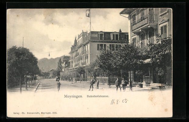 Ansichtskarten: Meyringen, Bahnhofstrasse mit Haus Brün – Gebraucht aus Berlin von bartko-reher