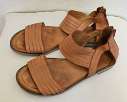 Damen Sandalen aus Echtleder – Gr. 38 – Braun/Cognac – guter
