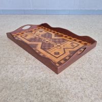 Vintage Serving Tray Holztablett Serviertablett Intarsien
