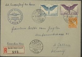 Schweiz 1939 - R-Brief Zürich — Swissair Europaflug