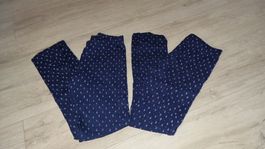 2 Mädchen Herbst Leggings Dunkelblau mit Muster, Top! 134 