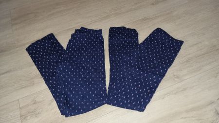 2 Mädchen Herbst Leggings Dunkelblau mit Muster, Top! 134 
