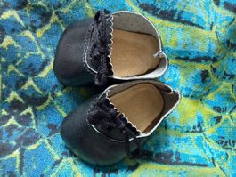 1 Paar uppenschuhe, schwarz, Leder, 6 cm, Vintage