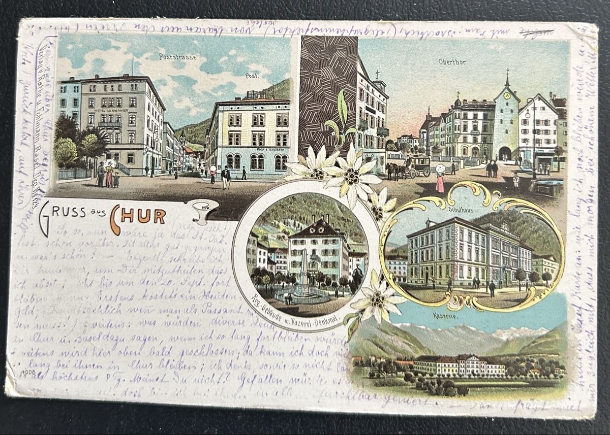 Ansichtskarten: Gruss aus Chur Litho  – Gebraucht aus Horw von Tellbub