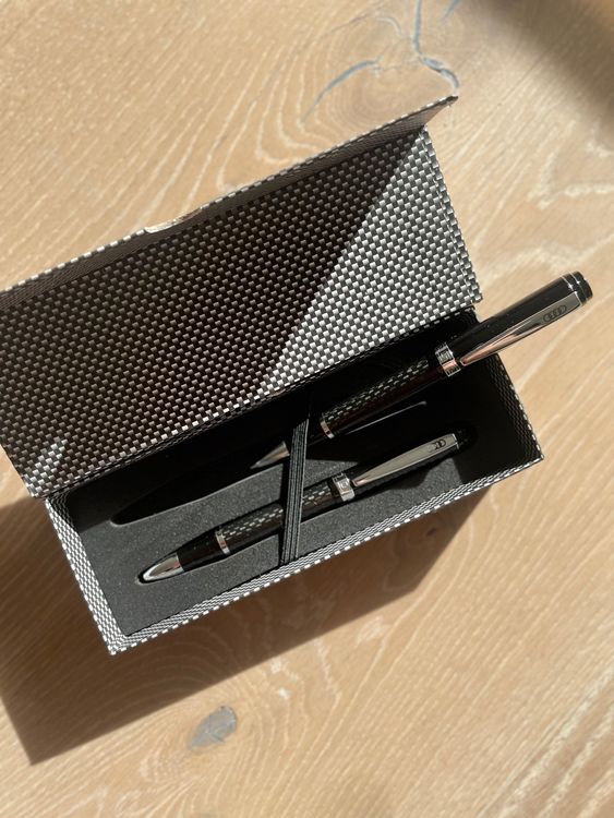 Coffret stylo et porte-mine personnalisés en bois avec triple gravure