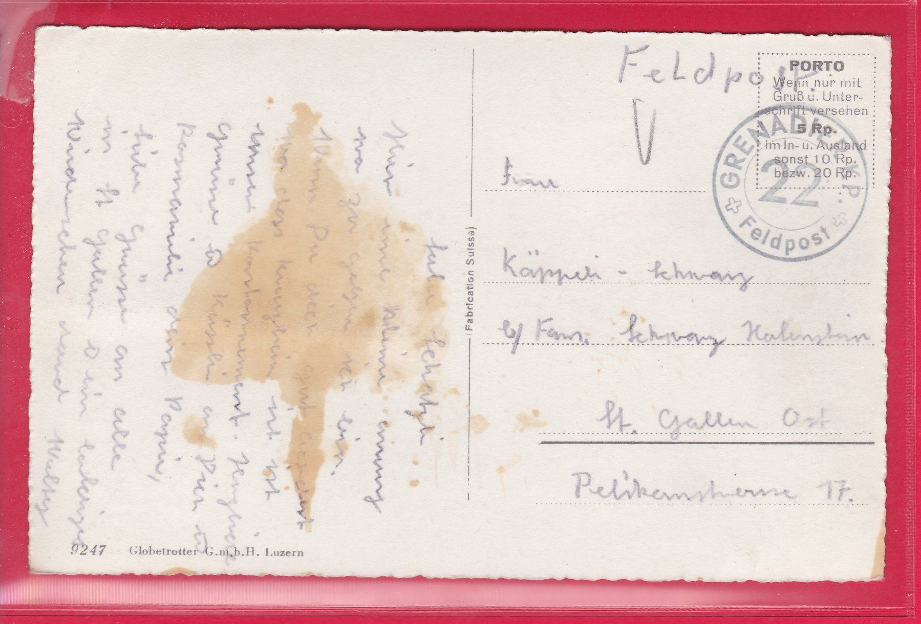 Cartoline postali: MENZBERG UND PILATUS, FELDPOST – Usato da Oberrieden venduto da Gebirgsstelze 1