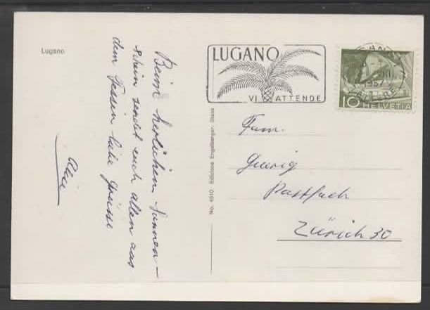 Cartes postales: LUGANO   1957 (H – D'occasion à Ruggell par Masescha 1