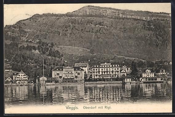 Ansichtskarten: AK Weggis, Oberdorf mit Rigi, 1906 – Gebraucht aus Berlin von bartko-reher