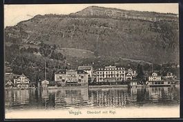 AK Weggis, Oberdorf mit Rigi, 1906