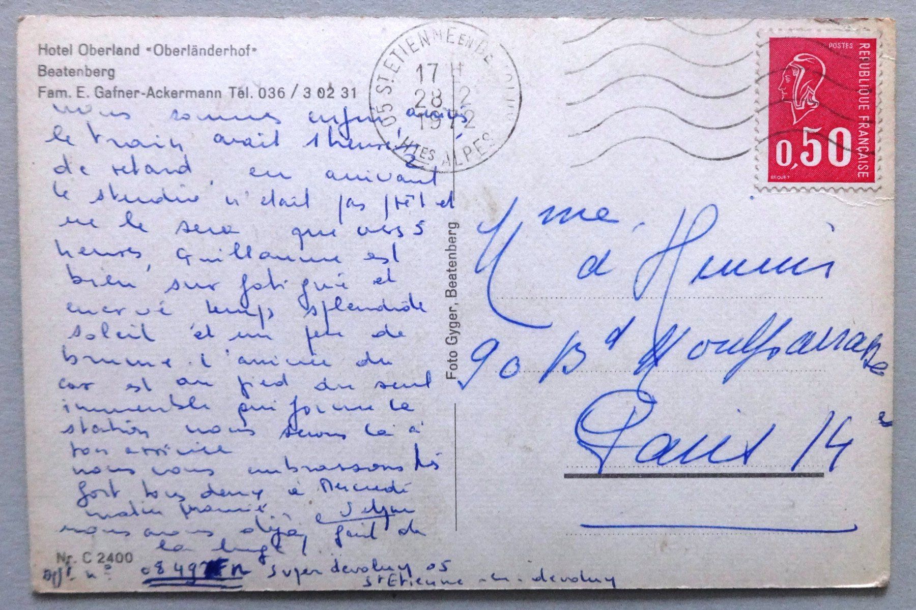 Cartes postales: Hotel Oberland "Oberländerhof", Beatenberg – Défectueux à Fétigny par Billy2miny 1