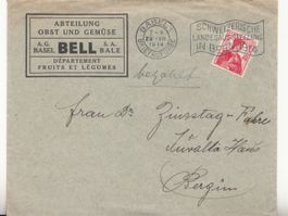 SBK 120 auf Brief Bell AG Obst und Gemüse Basel 1914