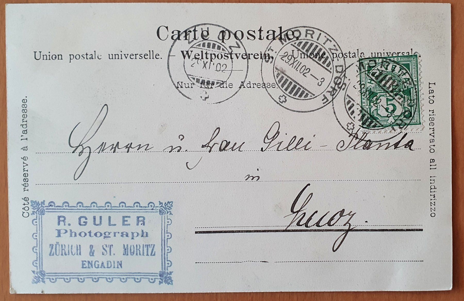Cartoline postali: St.Moritz 1902 – Usato da Kreuzlingen venduto da Rschweiz1 1