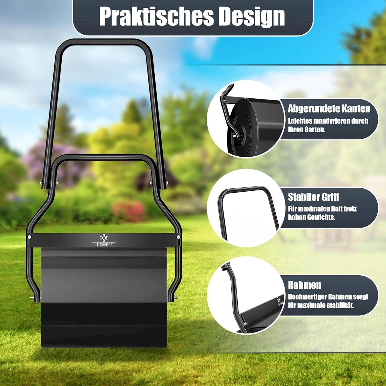 Attrezzi per la lavorazione del suolo: KESSER Rasenwalze 60l 50cm schwarz – Nuovo e nell'imballaggio originale da Bottighofen venduto da zaap 4