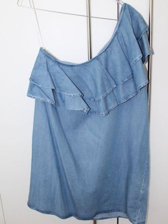 Jeans Tunika Bluse Shirt Oversizelook One Shoulder Denim