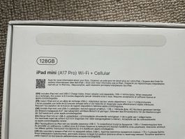 I pad mini 7 (A17Pro) WIFI & Cell, 128 GB, Zubehör, Garantie