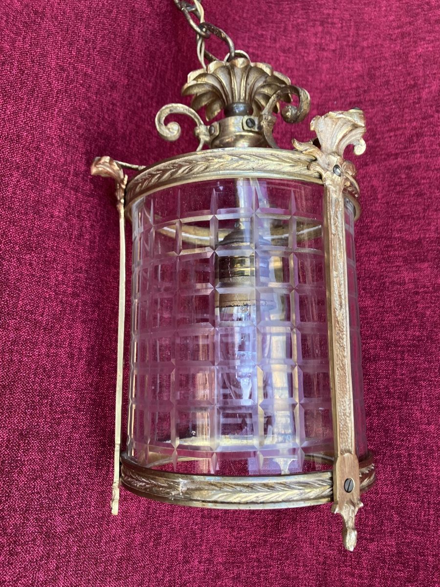 Lampadari & plafoniere: Jugendstil Messing Deckenlampe mit geschliffener Kristalglas – Usato da Zürich venduto da Artnuvo 4