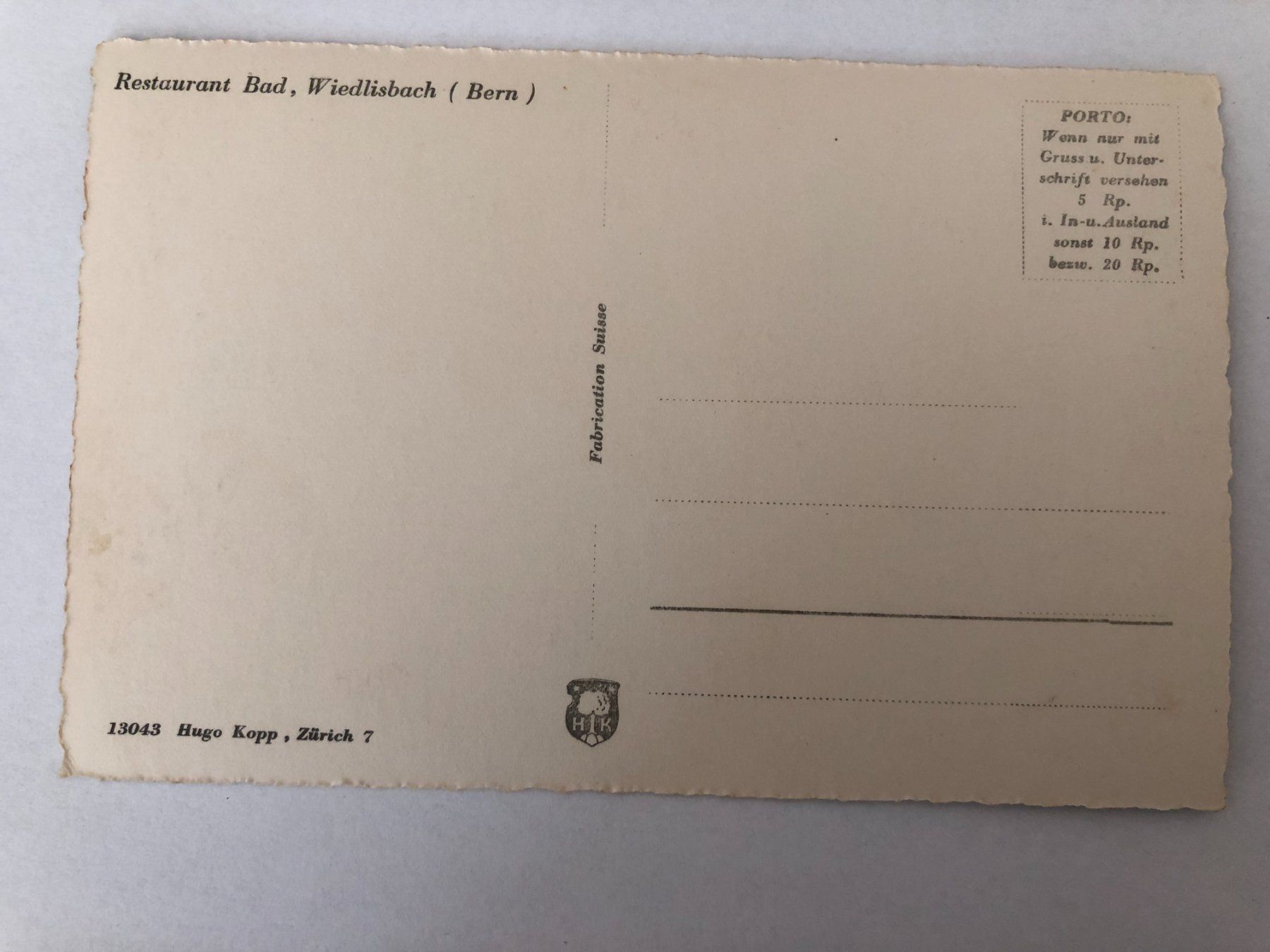 Ansichtskarten: Ansichtskarte Restaurant Bad Wiedlisbach (Bern) – Gebraucht aus Pfäffikon ZH von Waltoversand 1