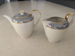 Kaffeekanne und Milchkrug Blau/Gold je 1 Liter