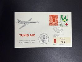Tunis Air Erstflugbrief Zürich - Tunis ab FL 1963