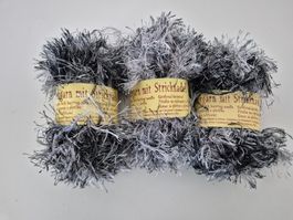 Effektgarn schwarz-weiss 3 Knödel