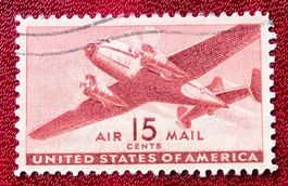 Briefmarken aus USA Flugzeug gestempelt